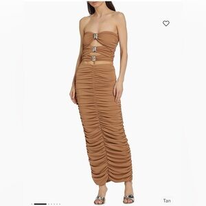 Ronny Kobo Collection Strapless Tan Dress Small top & Small Skirt